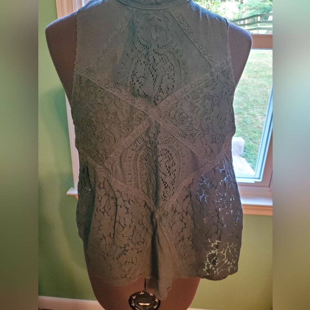 American Eagle Outfitters Green Lace Top